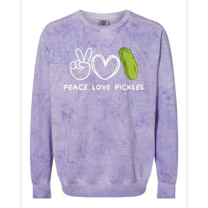 Funny Peace Love Pickles Retro Pickles Lover Food Lover Gift Colorblast Crewneck Sweatshirt