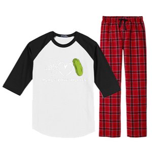 Funny Peace Love Pickles Retro Pickles Lover Food Lover Gift Raglan Sleeve Pajama Set