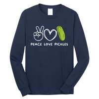 Funny Peace Love Pickles Retro Pickles Lover Food Lover Gift Long Sleeve Shirt