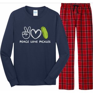 Funny Peace Love Pickles Retro Pickles Lover Food Lover Gift Long Sleeve Pajama Set