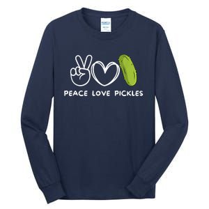 Funny Peace Love Pickles Retro Pickles Lover Food Lover Gift Tall Long Sleeve T-Shirt