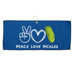 Funny Peace Love Pickles Retro Pickles Lover Food Lover Gift Large Microfiber Waffle Golf Towel