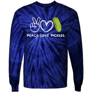 Funny Peace Love Pickles Retro Pickles Lover Food Lover Gift Tie-Dye Long Sleeve Shirt