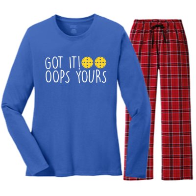 Funny Pickleball Lovers Got It Oops Yours Gift Women's Long Sleeve Flannel Pajama Set 