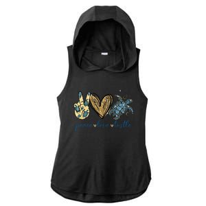 Funny Peace Love Turtle Gift Ladies PosiCharge Tri-Blend Wicking Draft Hoodie Tank