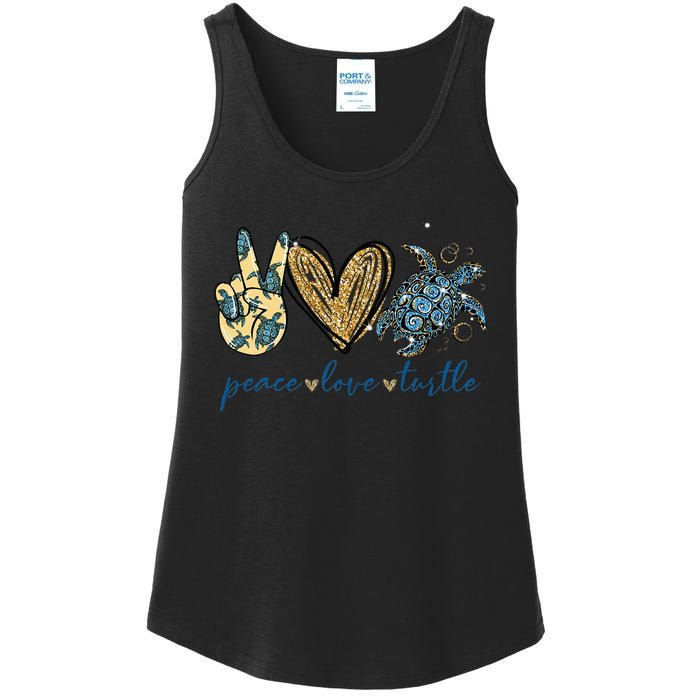 Funny Peace Love Turtle Gift Ladies Essential Tank