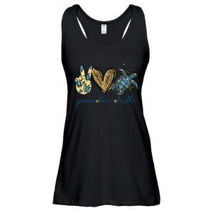 Funny Peace Love Turtle Gift Ladies Essential Flowy Tank