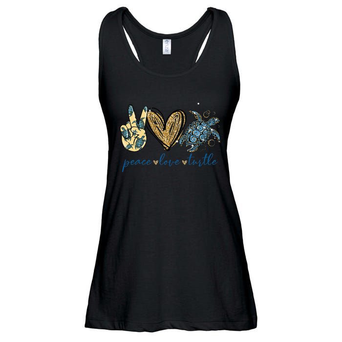 Funny Peace Love Turtle Gift Ladies Essential Flowy Tank