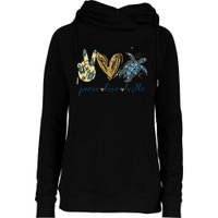 Funny Peace Love Turtle Gift Womens Funnel Neck Pullover Hood