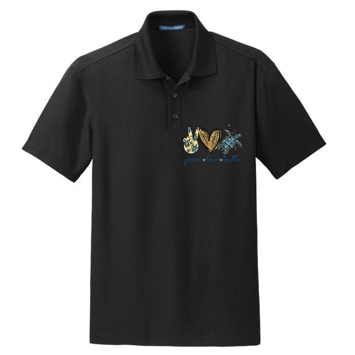 Funny Peace Love Turtle Gift Dry Zone Grid Polo