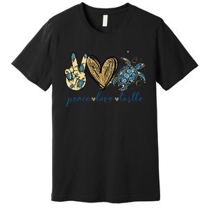 Funny Peace Love Turtle Gift Premium T-Shirt