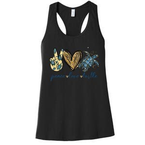 Funny Peace Love Turtle Gift Women's Racerback Tank