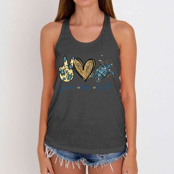 Funny Peace Love Turtle Gift Women's Knotted Racerback Tank