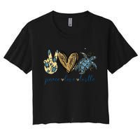 Funny Peace Love Turtle Gift Women's Crop Top Tee