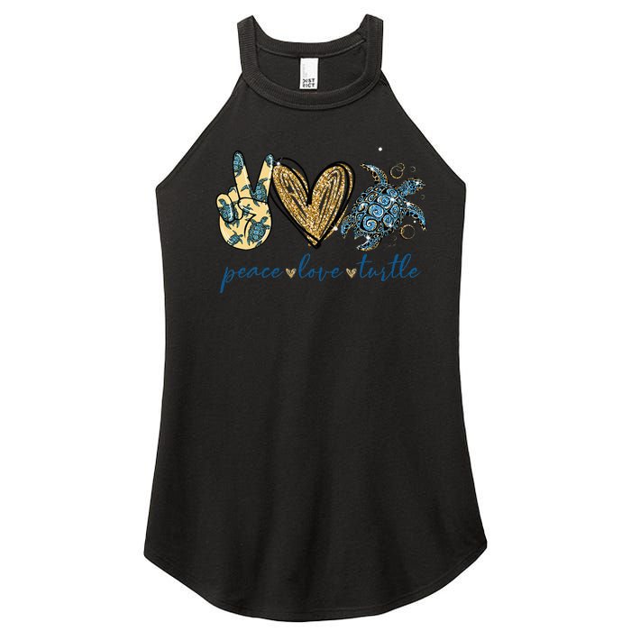 Funny Peace Love Turtle Gift Women's Perfect Tri Rocker Tank