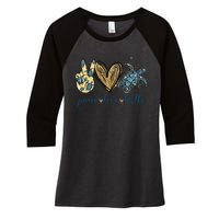 Funny Peace Love Turtle Gift Women's Tri-Blend 3/4-Sleeve Raglan Shirt