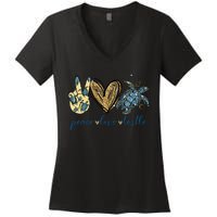 Funny Peace Love Turtle Gift Women's V-Neck T-Shirt