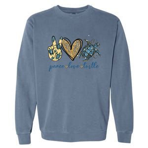 Funny Peace Love Turtle Gift Garment-Dyed Sweatshirt