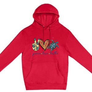 Funny Peace Love Turtle Gift Premium Pullover Hoodie