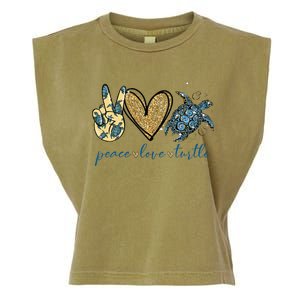 Funny Peace Love Turtle Gift Garment-Dyed Women's Muscle Tee