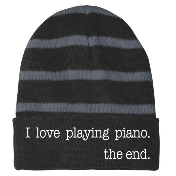 Funny Piano Lover Piano Player Musician Classical Music Striped Beanie with Solid Band