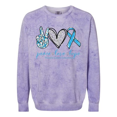 Funny Peace Love Prostate Cancer Awareness Gift Colorblast Crewneck Sweatshirt