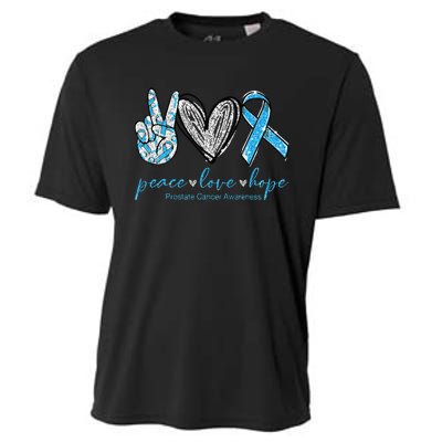 Funny Peace Love Prostate Cancer Awareness Gift Cooling Performance Crew T-Shirt