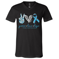 Funny Peace Love Prostate Cancer Awareness Gift V-Neck T-Shirt