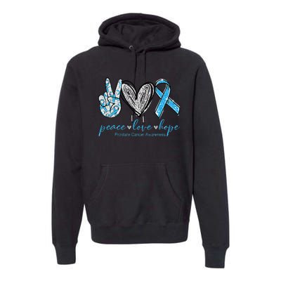 Funny Peace Love Prostate Cancer Awareness Gift Premium Hoodie