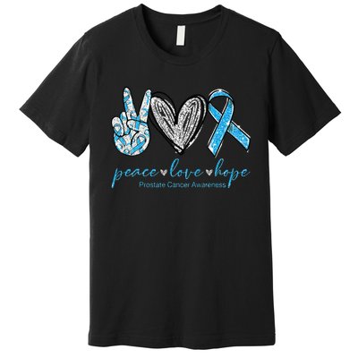 Funny Peace Love Prostate Cancer Awareness Gift Premium T-Shirt