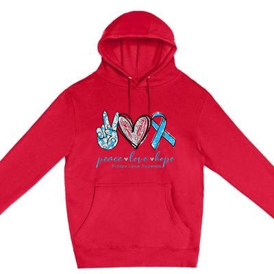 Funny Peace Love Prostate Cancer Awareness Gift Premium Pullover Hoodie