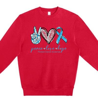 Funny Peace Love Prostate Cancer Awareness Gift Premium Crewneck Sweatshirt