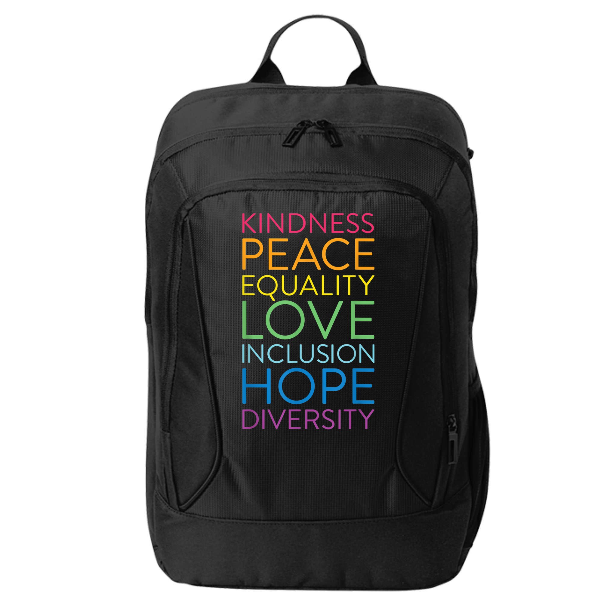 Funny Peace Love Inclusion Equality Diversity Human Rights Gift City Backpack