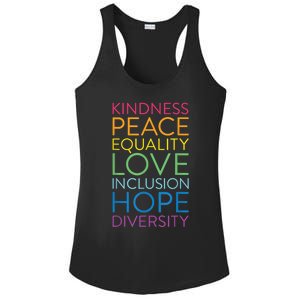 Funny Peace Love Inclusion Equality Diversity Human Rights Gift Ladies PosiCharge Competitor Racerback Tank