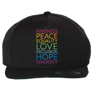 Funny Peace Love Inclusion Equality Diversity Human Rights Gift Wool Snapback Cap