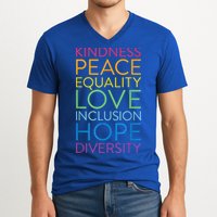 Funny Peace Love Inclusion Equality Diversity Human Rights Gift V-Neck T-Shirt