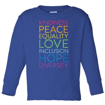 Funny Peace Love Inclusion Equality Diversity Human Rights Gift Toddler Long Sleeve Shirt