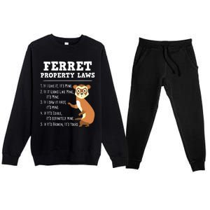 Ferret Property Laws Zoo Animal Ferret Lover Premium Crewneck Sweatsuit Set