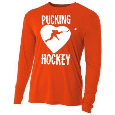 Funny Pucking Love Hockey Adult Novelty Player Fan Gift Cooling Performance Long Sleeve Crew