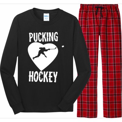 Funny Pucking Love Hockey Adult Novelty Player Fan Gift Long Sleeve Pajama Set