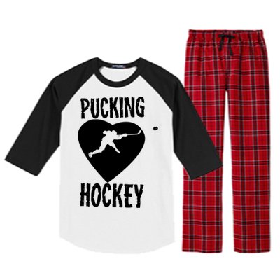 Funny Pucking Love Hockey Adult Novelty Player Fan Gift Raglan Sleeve Pajama Set