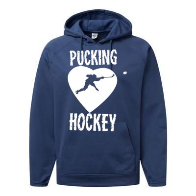 Funny Pucking Love Hockey Adult Novelty Player Fan Gift Performance Fleece Hoodie