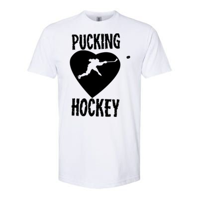 Funny Pucking Love Hockey Adult Novelty Player Fan Gift Softstyle CVC T-Shirt