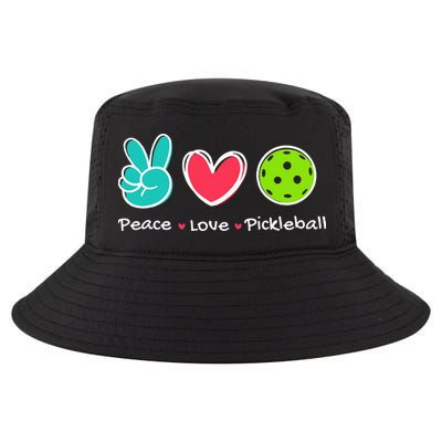 Funny Peace Love Pickleball Court Play Loves Pickleball Cool Comfort Performance Bucket Hat