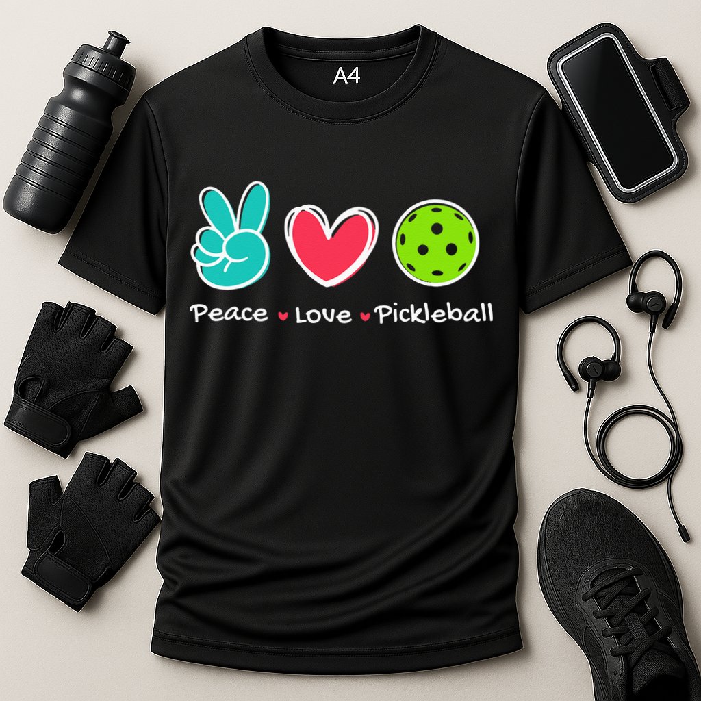 Funny Peace Love Pickleball Court Play Loves Pickleball Cooling Performance Crew T-Shirt