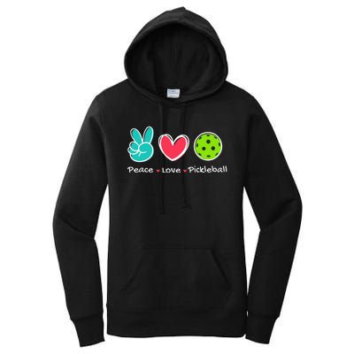 Funny Peace Love Pickleball Court Play Loves Pickleball Women's Pullover Hoodie