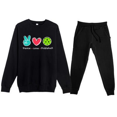 Funny Peace Love Pickleball Court Play Loves Pickleball Premium Crewneck Sweatsuit Set