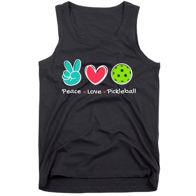 Funny Peace Love Pickleball Court Play Loves Pickleball Tank Top