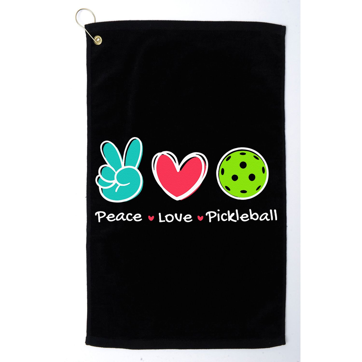 Funny Peace Love Pickleball Court Play Loves Pickleball Golf Towel