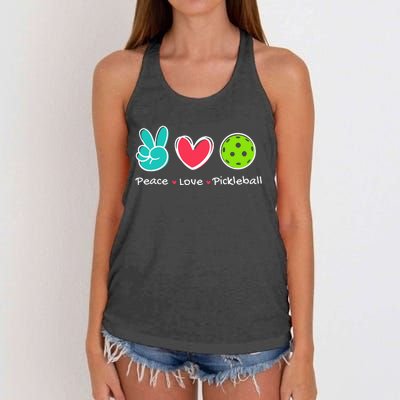 Funny Peace Love Pickleball Court Play Loves Pickleball Women's Knotted Racerback Tank